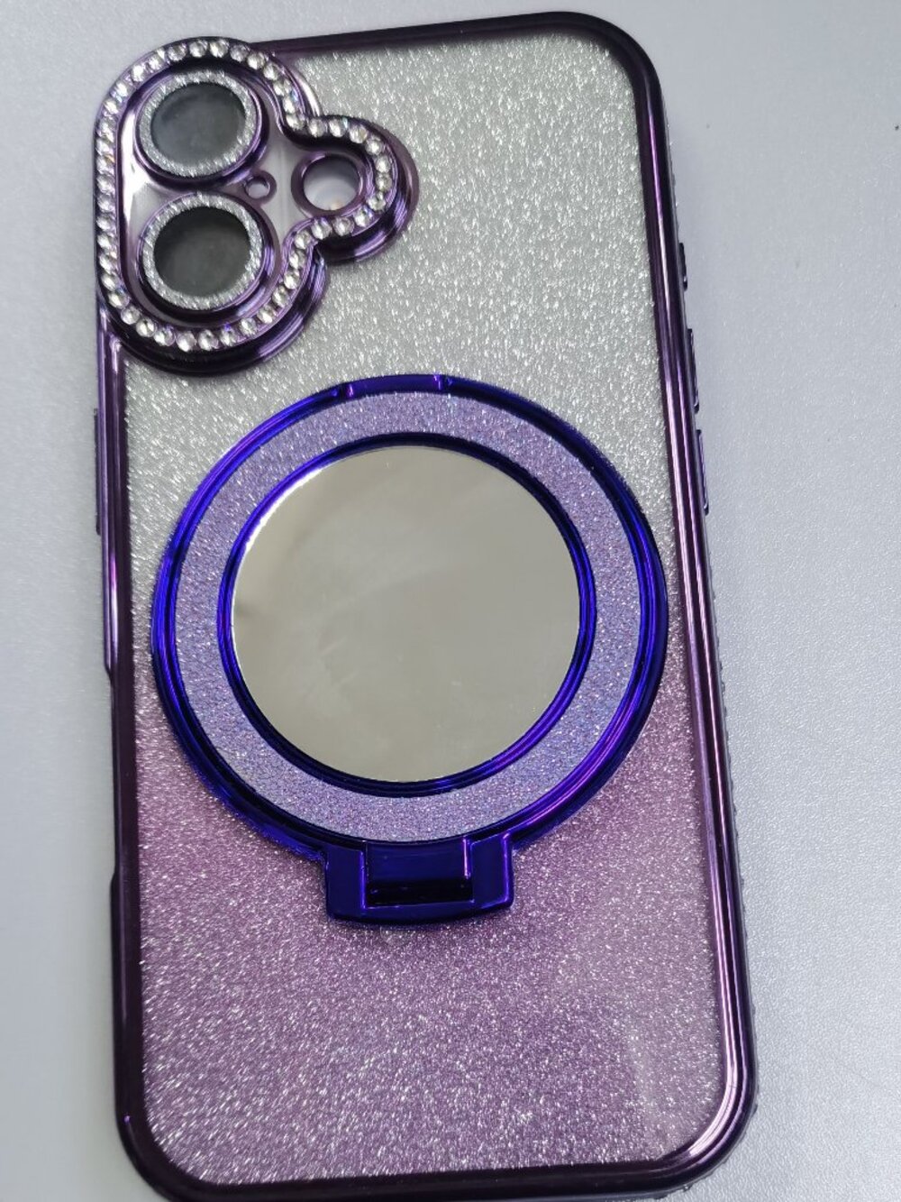 Luxury Pink Glitter Rhinestone Phone Case with Mirror Stand